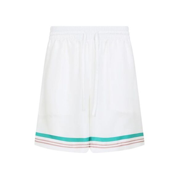 CASABLANCA Tennis Shorts with Striped Trim Men WHITE Pants